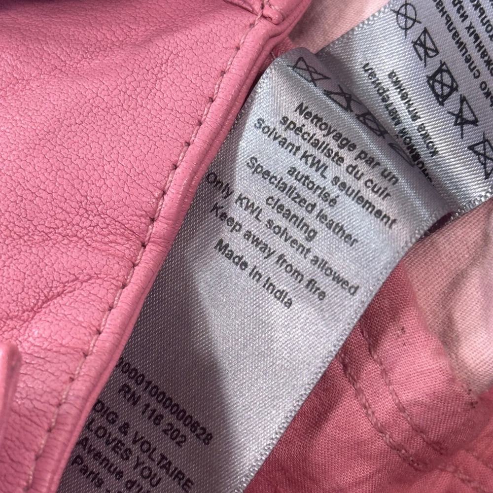 Zadig & Voltaire Women Phlame Crinkled Leather Skinny Pants Pink Size 38 US M - Picture 9 of 10